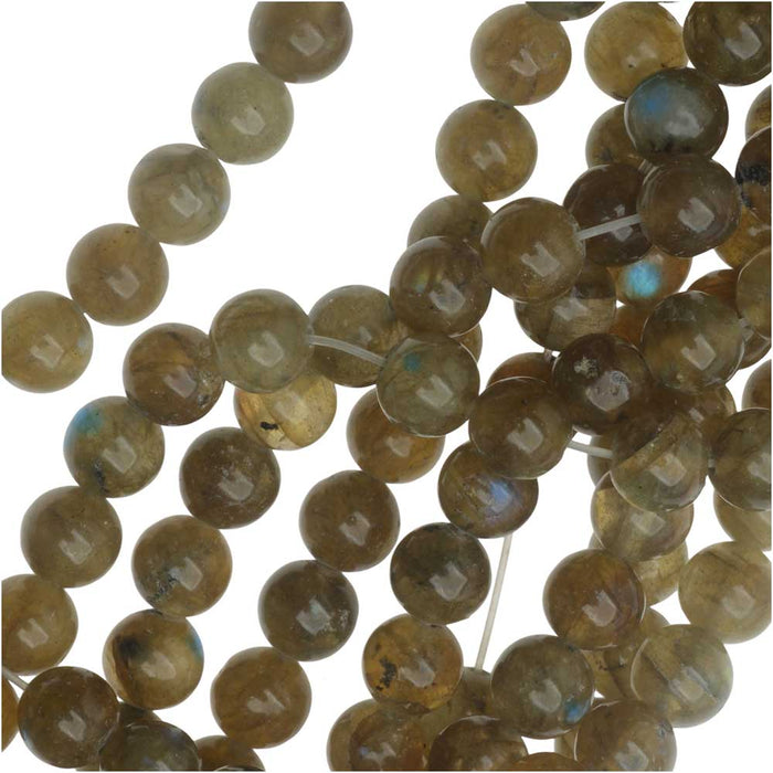 Gemstone Beads, Labradorite, Round 6mm, Green/Gray Tone (15.5 Inch Strand)