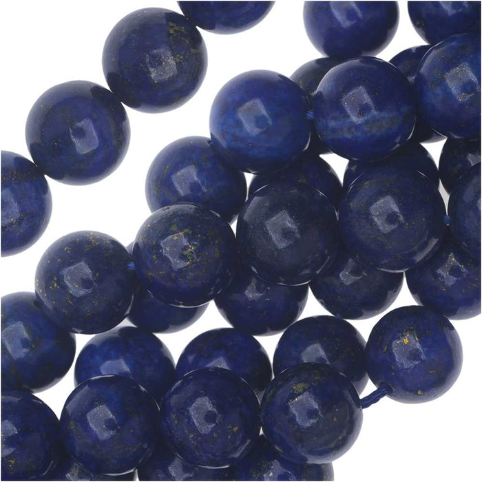 Gemstone Beads, Lapis Lazuli, Round 10mm, Blue and Gold (7.5 Inch Strand)