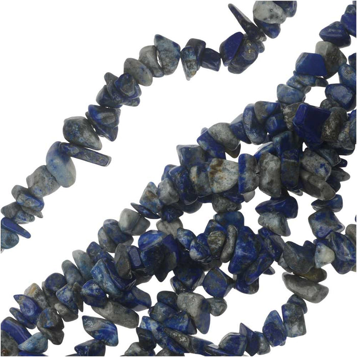 Gemstone Beads, Lapis Lazuli, Smooth Chip 6-12mm, 33-36 Inch Strand, Blue