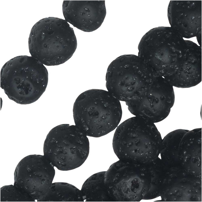 Gemstone Beads, Lava, Round 6mm, Black (15.25 Inch Strand)