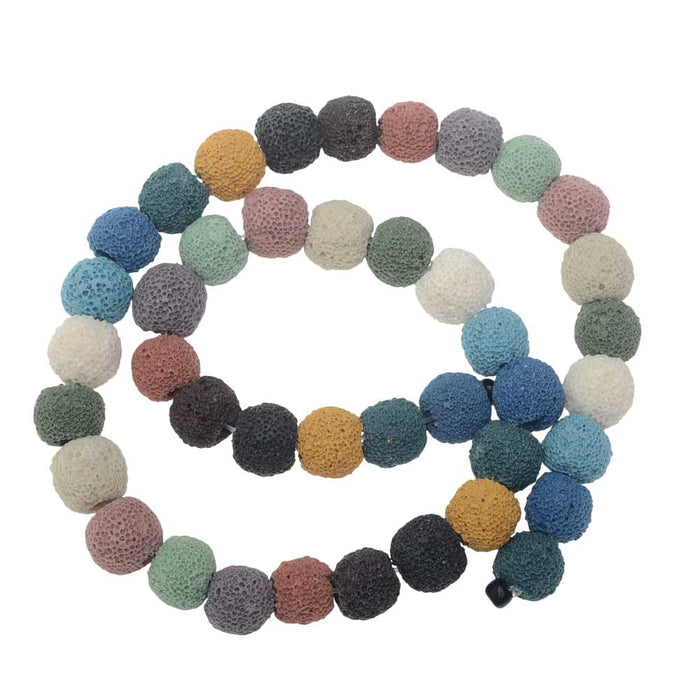 Gemstone Beads, Dyed Lava, Round 10mm, Mixed Colors (14.25 Inch Strand)