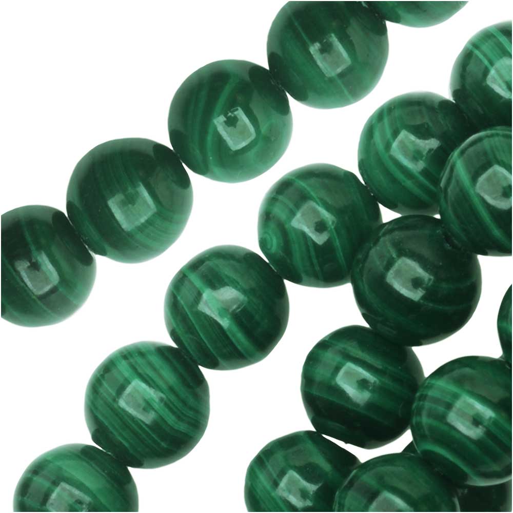 Dakota Stones Gemstone Beads, Green Malachite, Round 6mm (8 Inch Strand)