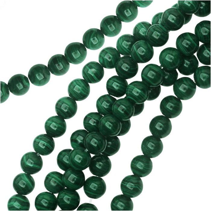 Dakota Stones Gemstone Beads, Green Malachite, Round 6mm (8 Inch Strand)