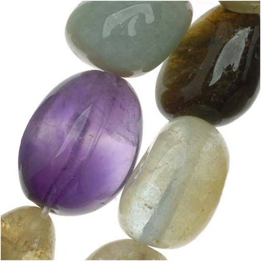 Gemstone Beads, Mixed Stones, Tumbled Nugget 8-18mm, Multi-Colored (15 Inch Strand)
