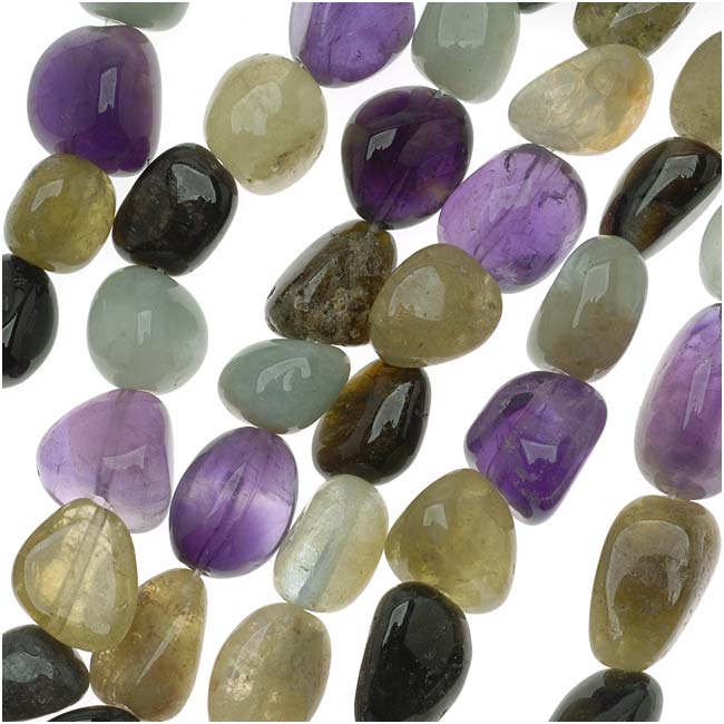 Gemstone Beads, Mixed Stones, Tumbled Nugget 8-18mm, Multi-Colored (15 Inch Strand)