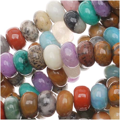 Gemstone Beads, Mixed Stones, Rondelle 4.5mm, Multi-Colored (15.5 Inch Strand)