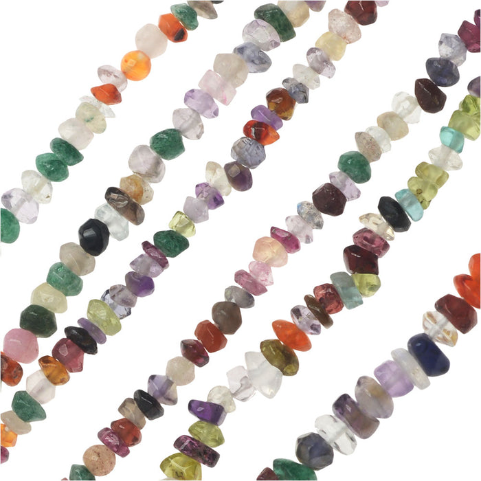 Mixed Gemstone Beads, Faceted Rondelle 2x3mm, Multi-Colored (13 Inch Strand)