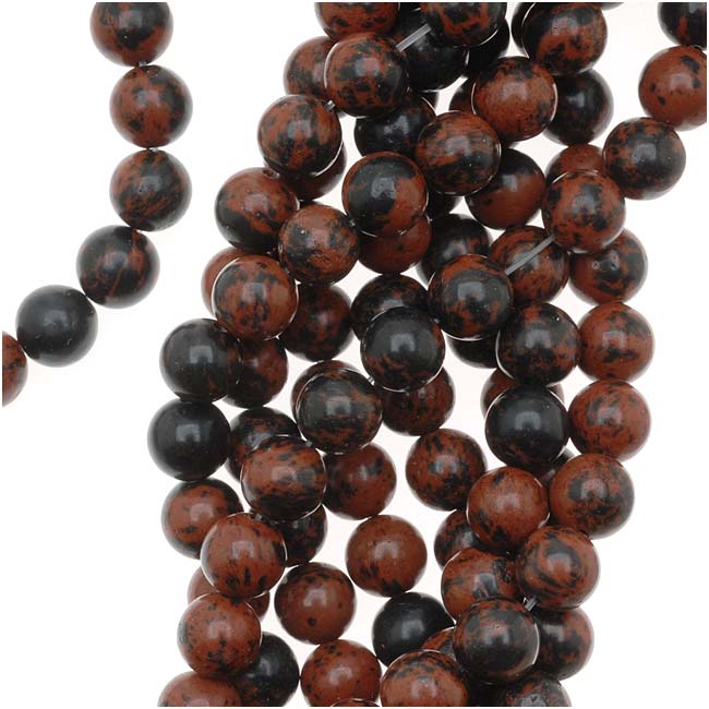 Gemstone Beads, Obsidian, Round 6mm, Mahogany (15 Inch Strand)