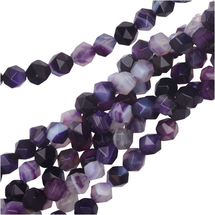 Dakota Stones Gemstone Beads, Dyed Purple Sardonyx, Star Cut Faceted Round 6mm (15 Inch Strand)