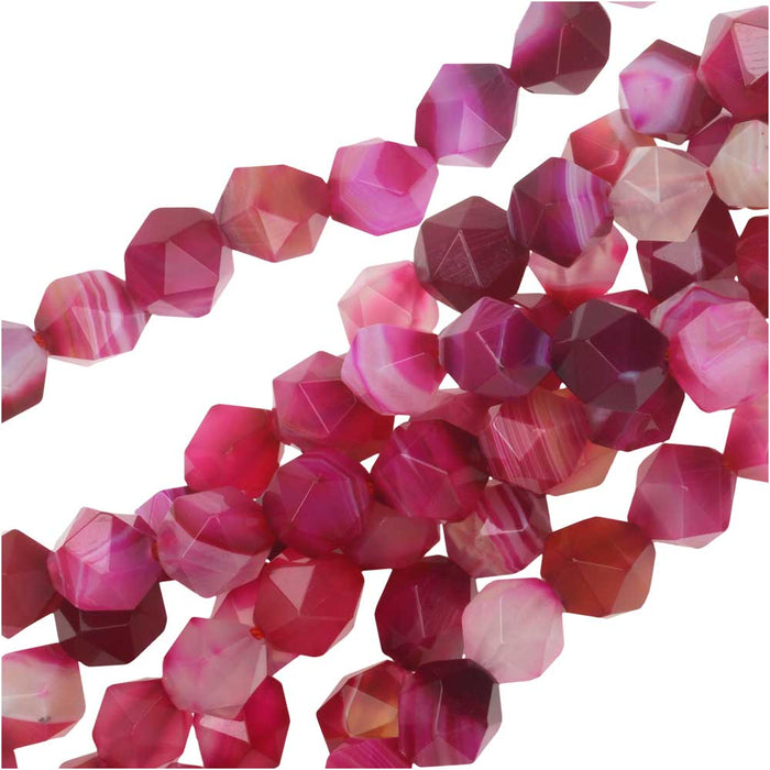 Dakota Stones Gemstone Beads, Dyed Pink Sardonyx, Star Cut Faceted Round 8mm (15 Inch Strand)