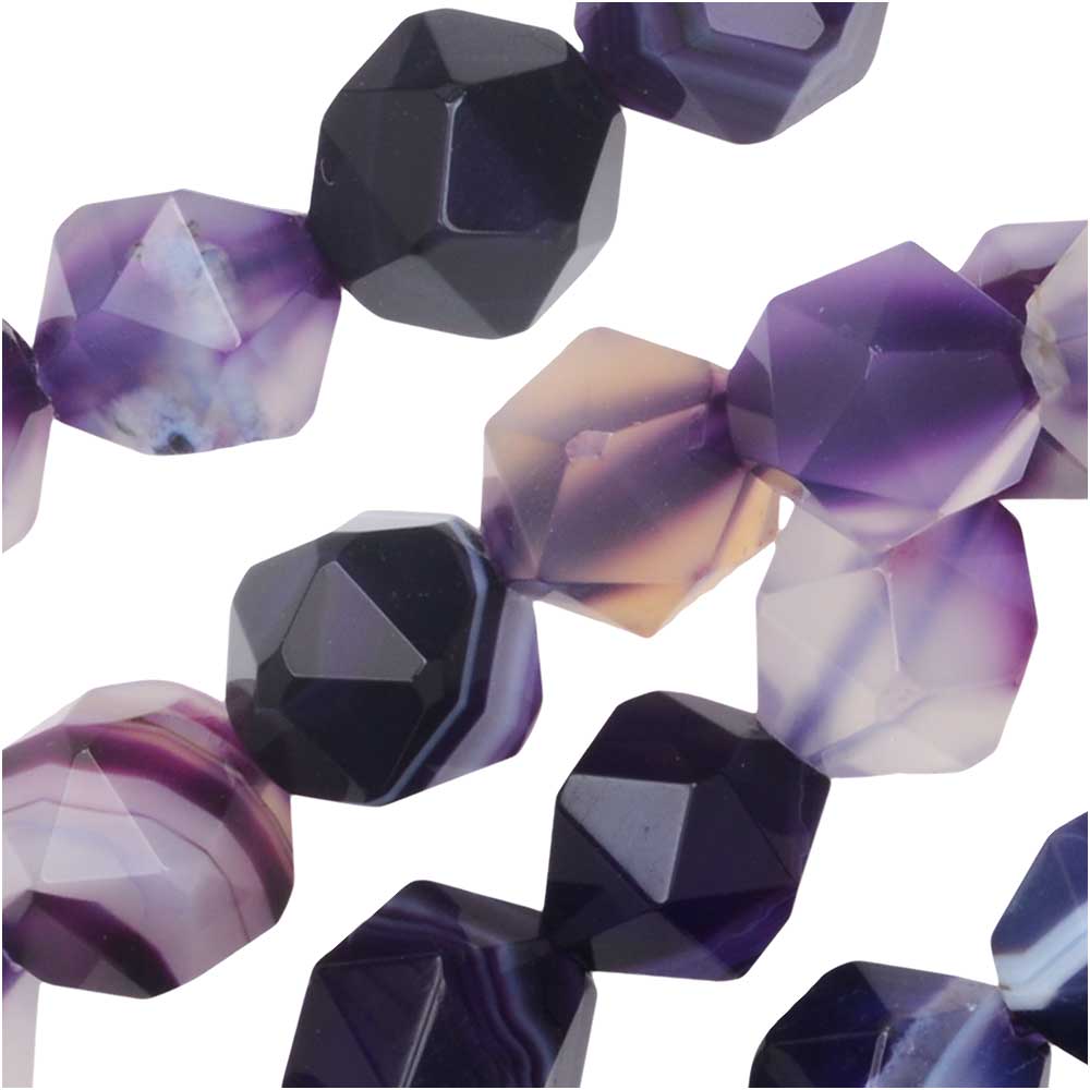 Dakota Stones Gemstone Beads, Dyed Purple Sardonyx, Star Cut Faceted Round 8mm (15 Inch Strand)