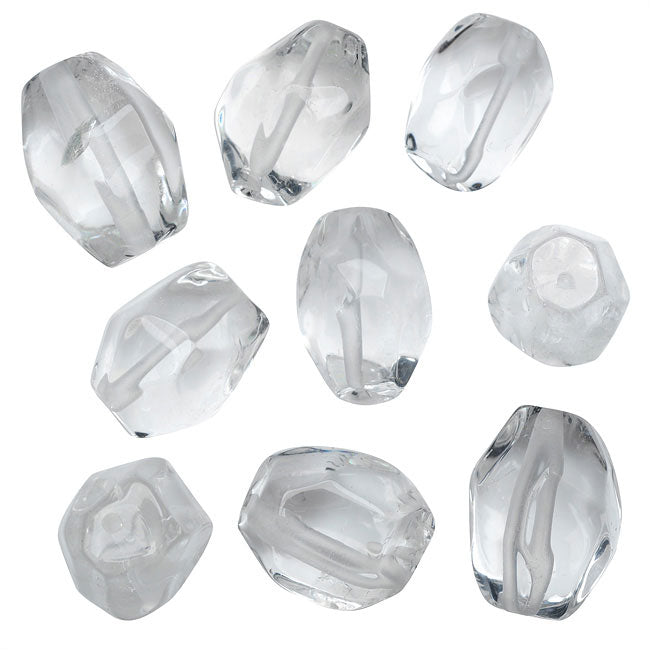 Gemstone Beads, Quartz, Smooth Nugget 17.5-20mm, Crystal Clear (9 Pieces)