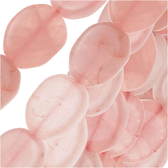 Gemstone Beads, Dyed Quartz, Oval 18x15mm, Rose Pink (15.5 Inch Strand)