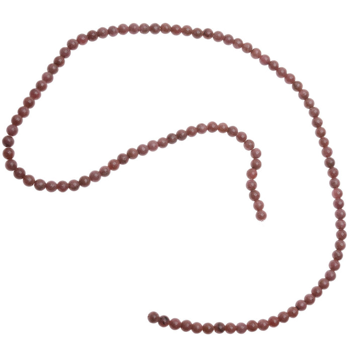 Gemstone Beads, Rhodonite Grade AA, Round 4.5mm, Pink (16 Inch Strand)