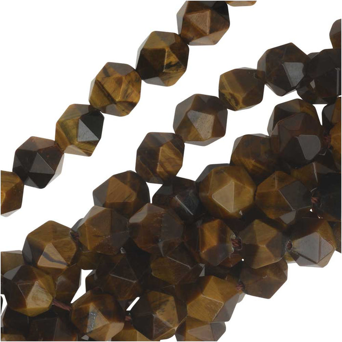 Dakota Stones Gemstone Beads, Tiger Eye, Star Cut Faceted Round 8mm (15.5 Inch Strand)