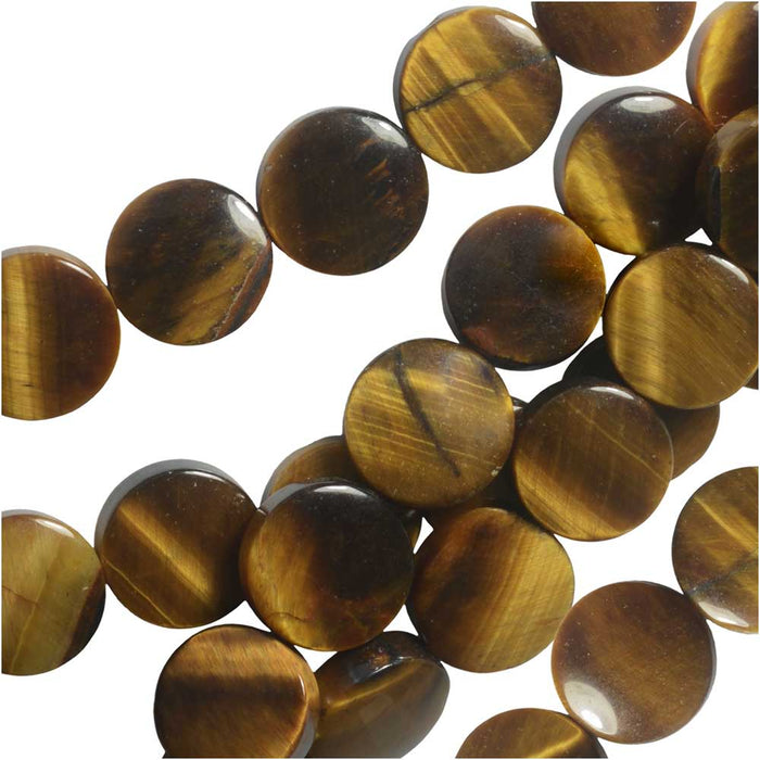 Dakota Stones Gemstone Beads, Tiger Eye, Coin 12mm (8 Inch Strand)