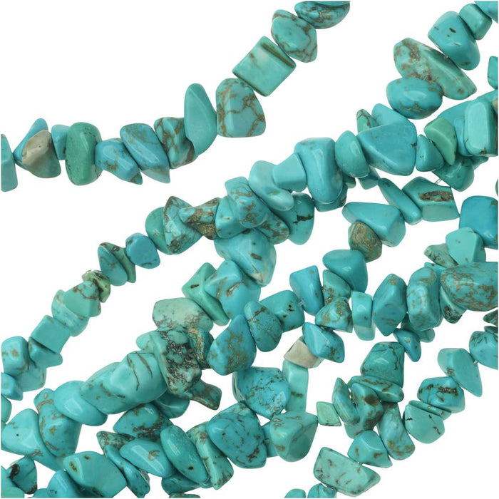 Gemstone Beads, Turquoise Smooth Chip, 6-13mm (16.5 Inch Strand)