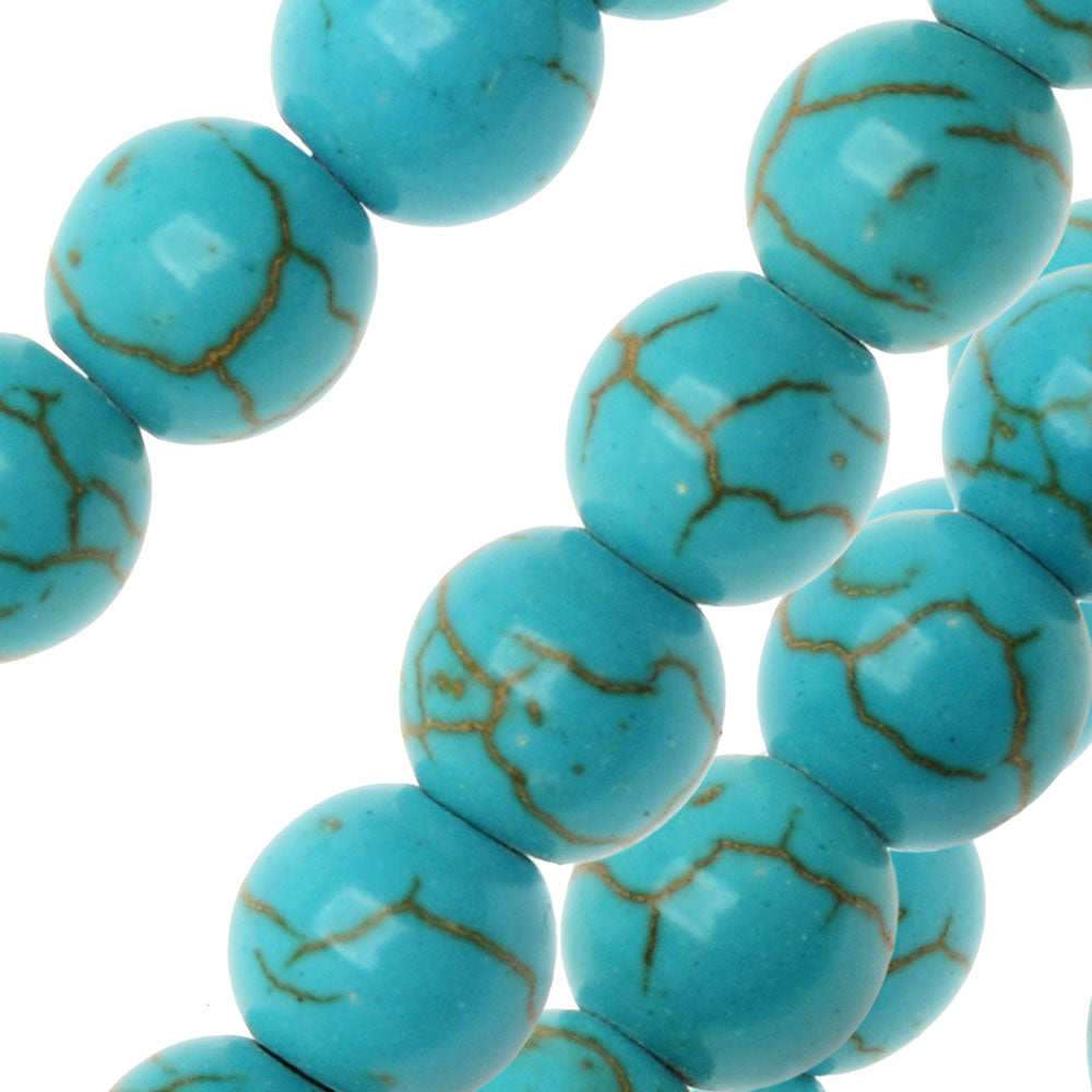 Gemstone Beads, Turquoise, Round 8mm, Stabilized (15.5 Inch Strand)