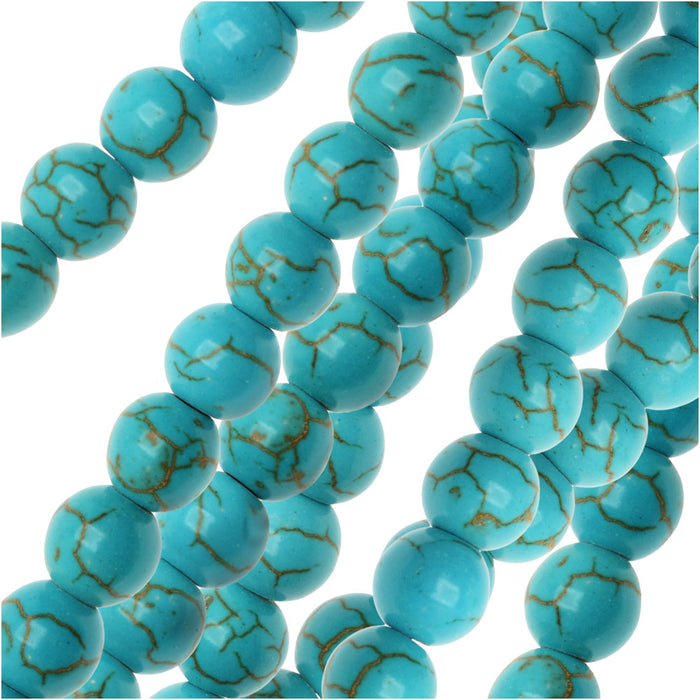 Gemstone Beads, Turquoise, Round 8mm, Stabilized (15.5 Inch Strand)
