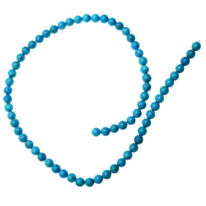 Gemstone Beads, Stabilized Chalk Blue Turquoise, Round 6mm (15.5 Inch Strand)