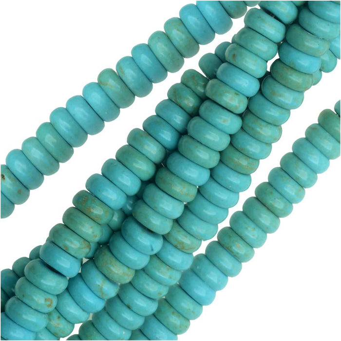 Gemstone Beads, Turquoise Magnesite, Rondelle 6x2.5mm (15.5 Inch Strand)