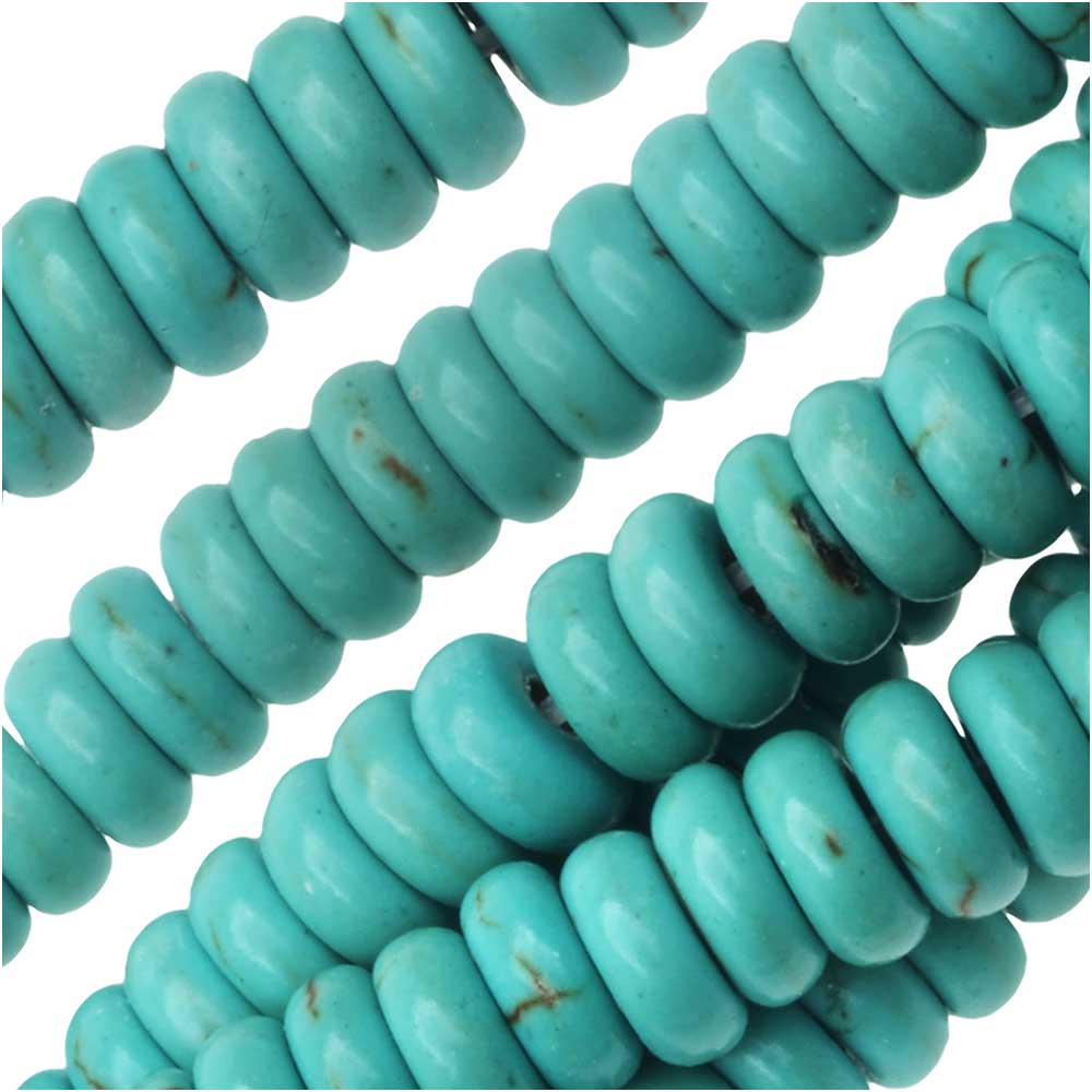 Gemstone Beads, Turquoise Magnesite, Rondelle 6x2.3mm (15.5 Inch Strand)