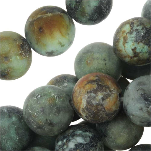 Dakota Stones Gemstone Beads, African Turquoise, Matte Round 8mm (8 Inch Strand)