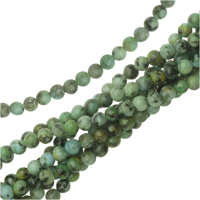 Dakota Stones Gemstone Beads, African Turquoise, Round 4mm (8 Inch Strand)