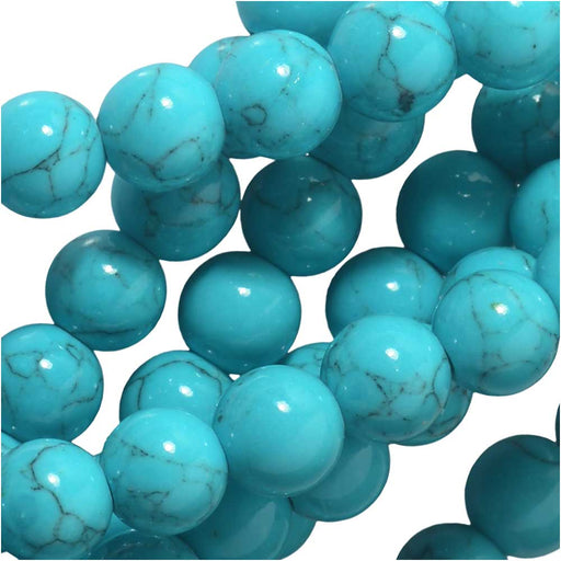 Gemstone Beads, Turquoise, Round 6mm, Blue (15.5 Inch Strand)