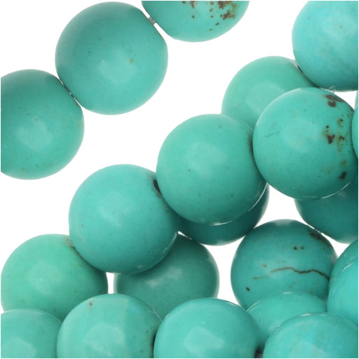 Gemstone Beads, Turquoise, 8mm Round, Blue Green (15.5 Inch Strand)