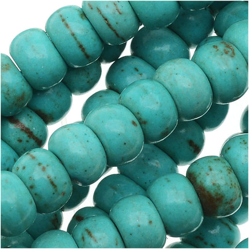 Gemstone Beads, Turquoise, Rondelle 6x4mm, Blue (15.5 Inch Strand)