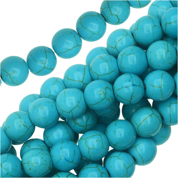 Gemstone Beads, Turquoise, Round 10mm, Blue Turquoise (15.5 Inch Strand)