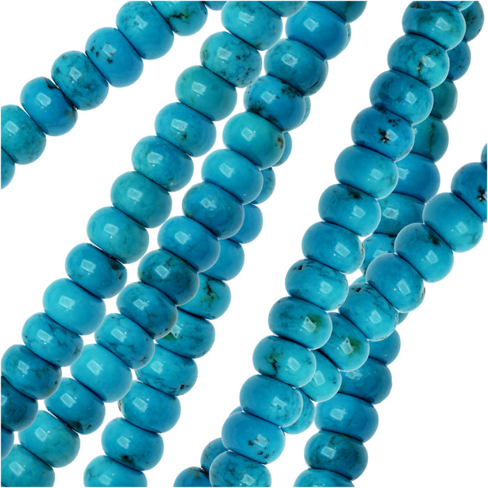 Gemstone Beads, Dyed Magnesite, Rondelle 6x4mm, Blue Turquoise (15.5 Inch Strand)