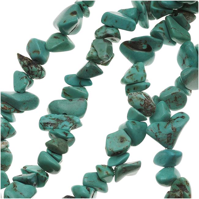 Gemstone Beads, Stabilized Turquoise, Chip 2-8mm, Green Blue (15.5 Inch Strand)