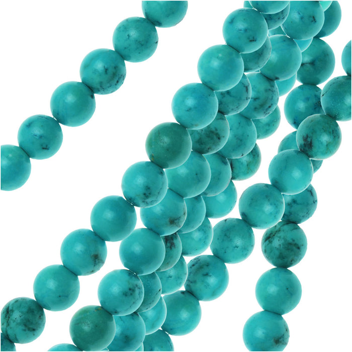 Gemstone Beads, Turquoise Magnesite, Round 6mm, Teal Green (15.5 Inch Strand)