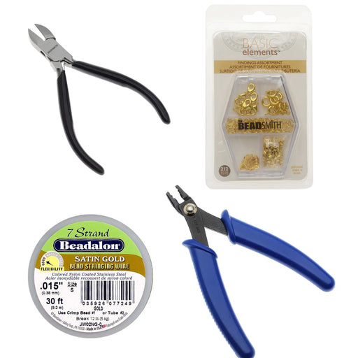 Bead Stringing Starter Set, Gold - Just-Add-Beads Collection