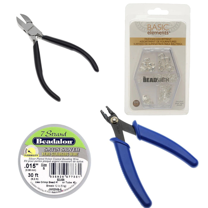 Bead Stringing Starter Set, Silver - Just-Add-Beads Collection