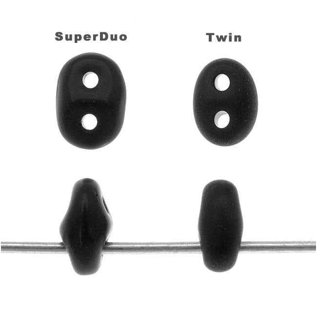 SuperDuo 2-Hole Czech Glass Beads, Silver, 2x5mm, 8g Tube