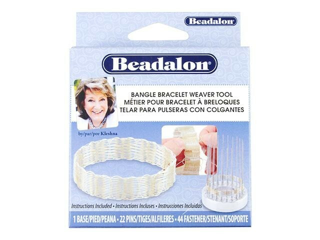 Beadalon Bangle Bracelet Weaver Tool, Aluminum Base with 22 Pins & 44 Holders, Makes 3 Sizes