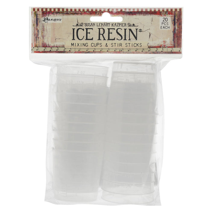 ICE Resin, Mixing Cups & White Stir Sticks (20 Pack)