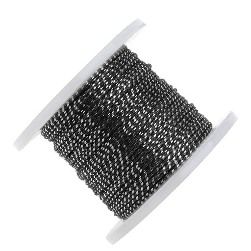 Beadalon Tassel Cord, Cotton Strands 0.76mm Thick, 20 Meters, Metallic Silver on Black