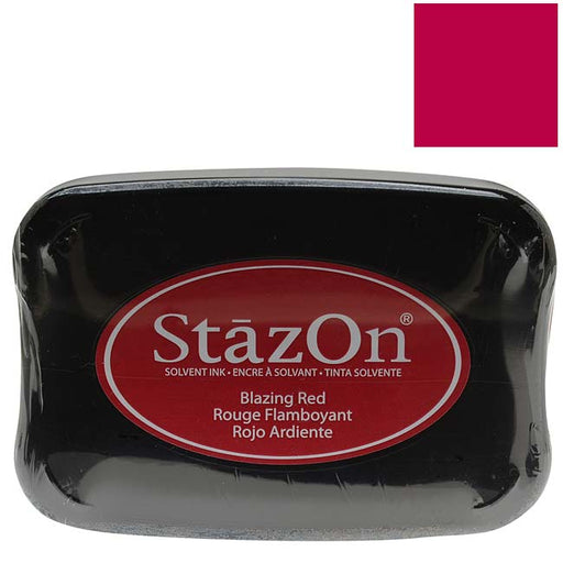 Tsukineko StazOn Ink Pad For Stamps - Blazing Red Color,  1 Ink Pad