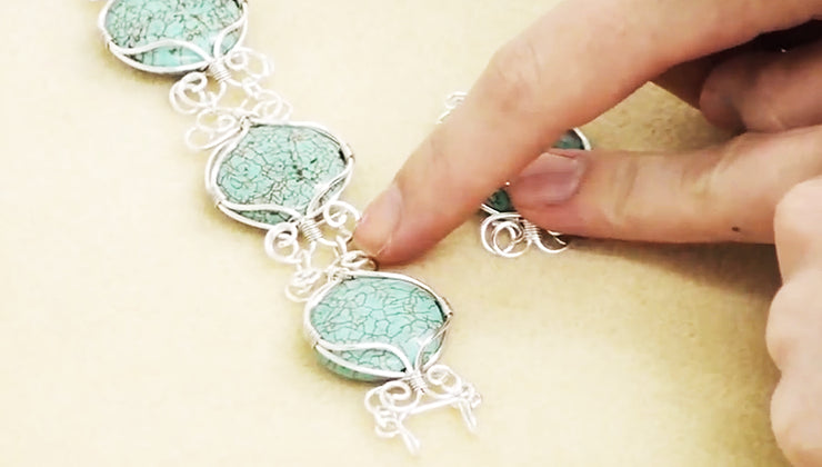 Multi Gemstone Memory Wire Wrap Bracelet With Spiral Charm