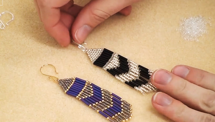 DIY Kit Tribal Beaded Earrings, Native Seed Bead Earrings, Dangle Fringe  Ethnic Earring Pattern, Jewelry Making Craft, Brick Stitch Tutorial 