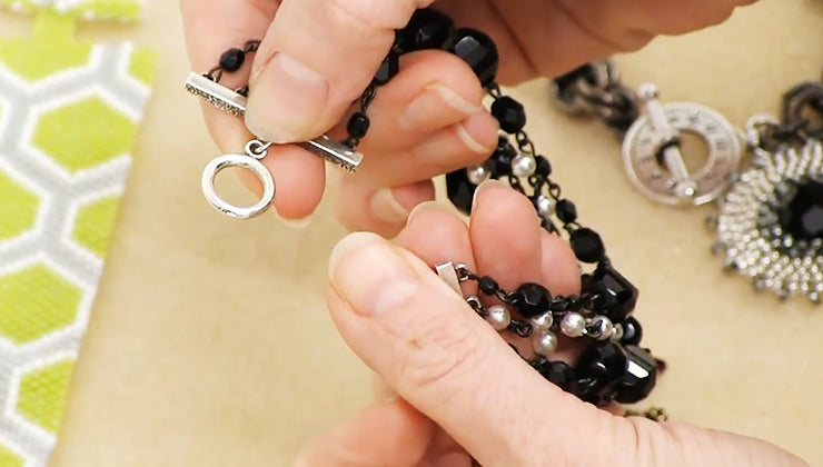Jewelry Tutorial - Adding Ribbon Tie to Beaded Necklace - Stones