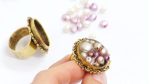 How to Make a Pearl Beaded Ring with 2-Part Resin by Becky Nunn