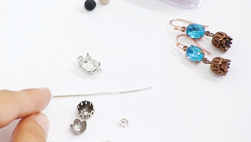 How to Make Earrings with Bead Caps, Chatons, and Prong Settings by Becky Nunn
