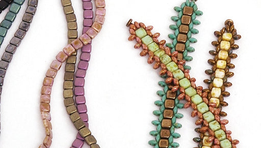 How to Bead Weave a Bracelet with SuperDuos and 2-Hole Square Beads