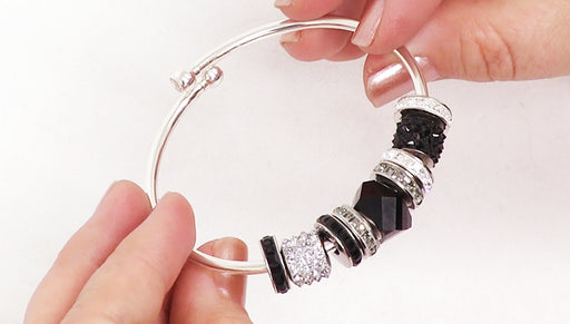 How to Make a Modern Bangle using Austrian Crystal European Style Large Hole Beads
