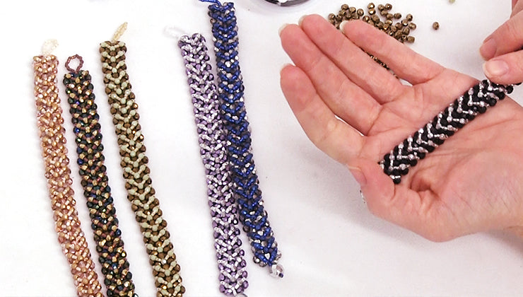 Zig-Zag Beaded Bracelet Kit with 2-Hole Glass Beads (Bronze & Mauve Color  Mix)